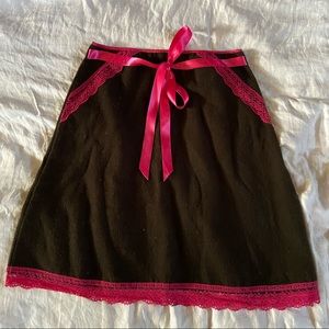 Hot Pink and Chocolate Brown Wool Midi Skirt H&M